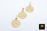 Guardian Angel Coin Charm, Small Gold Religious Protection Pendants #2238 - A Girls Gems