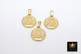 Guardian Angel Coin Charm, Small Gold Religious Protection Pendants #2238 - A Girls Gems