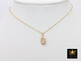 14 K Gold Filled Virgin Mary Hammered Chain Necklace, 925 Sterling Silver Mother Mary Choker, Mommy and Me Madonna Necklaces - A Girls Gems