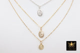 14 K Gold Filled Virgin Mary Hammered Chain Necklace, 925 Sterling Silver Mother Mary Choker, Mommy and Me Madonna Necklaces - A Girls Gems