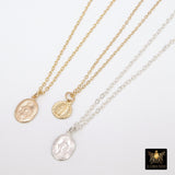 14 K Gold Filled Virgin Mary Hammered Chain Necklace, 925 Sterling Silver Mother Mary Choker, Mommy and Me Madonna Necklaces - A Girls Gems