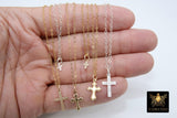 14 K Gold Filled Cross Hammered Chain Necklace, 925 Sterling Silver Crucifix Choker, Religious Mommy and Me Necklaces - A Girls Gems