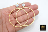 White Turquoise Large Hoop Earrings, 14 K Gold Filled Fancy Hook Ear Wires  #692, Brushed Gold Round Hoops