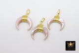 Crescent Moon Charms, Pink Beige Mini Double Horn Charms, Gunmetal Black Plated Wire Wrapped Natural Shell Pendants DIY Jewelry Supplies - A Girls Gems