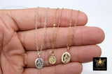 14 K Gold Filled Virgin Mary Hammered Chain Necklace, 925 Sterling Silver Mother Mary Choker AG# 694, Mommy and Me Madonna Necklaces