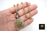 Gold and Silver Filigree Medallion Necklace, Vintage Gold Rectangle Chain Maille #684, Coin Pendant Statement Jewelry - A Girls Gems