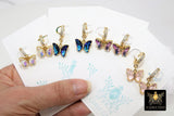 Gold Butterfly Earrings, CZ Huggie Hoop Ear Rings #654, High Quality Crystal Butterfly Huggies, 12 Color Choices - A Girls Gems