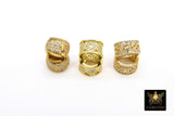 CZ Pave Gold Large Hole Tube Bead, Big Hole Bead Spacer Beads in DIY Jewelry, 10 mm with 5.0-6.0 mm Holes - A Girls Gems
