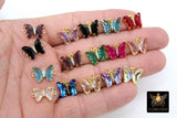 Gold CZ Crystal Butterfly Charms, Cubic Zirconia Small Butterflies #2670, High Quality Huggie Charms in 13 Colors