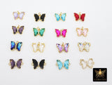 Gold CZ Crystal Butterfly Charms, Cubic Zirconia Small Butterflies #2670, High Quality Huggie Charms in 13 Colors