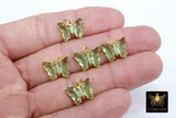 Gold CZ Crystal Butterfly Charms, Cubic Zirconia Small Butterflies #2670, High Quality Huggie Charms in 13 Colors