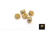 CZ Pave Gold Large Hole Tube Bead, Big Hole Bead Spacer Beads in DIY Jewelry, 10 mm with 5.0-6.0 mm Holes - A Girls Gems