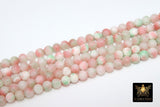 White and Pink Beads, Smooth Mixed Light Green and Pink Jade Dyed Beads BS #122
