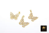 CZ Micro Pave Butterfly Charm, Gold and Clear Cubic Zirconia Monarch Pendant #706, Clear Baguette CZ Pave #754 - A Girls Gems