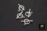 925 Sterling Silver Toggle Clasp Set, Ball End 16 x 12 mm Toggle Ring #744, 22 mm Thick T Bar Stamped 925 Clasps
