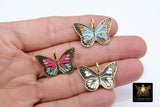 Enamel Butterfly Charm, White Black and Gold Monarch #2669, Blue and Pink Large Hole Pendants, Animal Necklace Jewelry - A Girls Gems