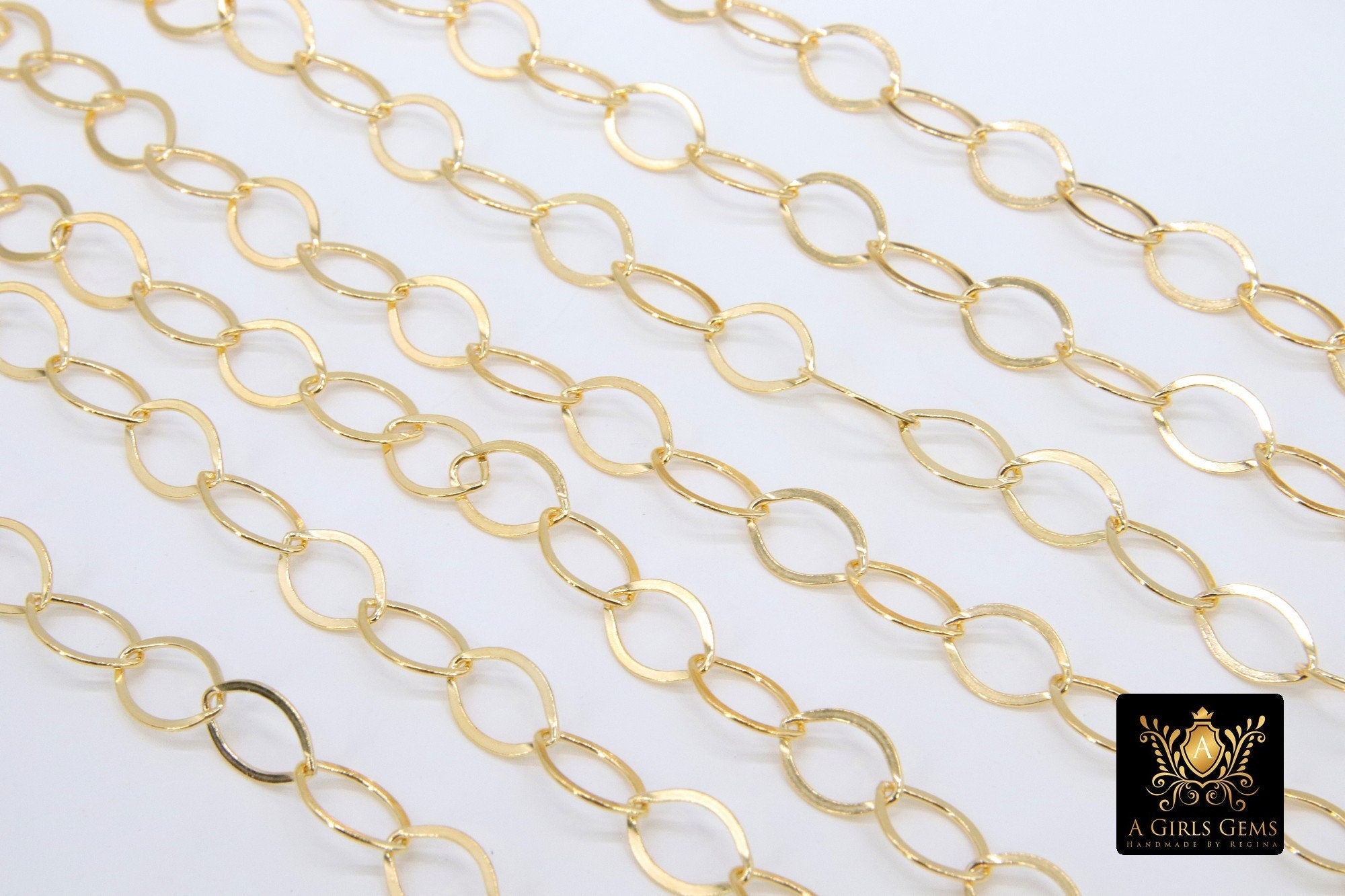 14 K Gold Large Cable Oval Chain, Genuine 14 20 Gold Filled Unfinished Thick Drawn Oval Chains
