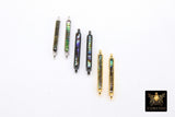 Gold Shell Bar Connector, Long Silver Bracelet Bar Charms # 2787, Black Blue Abalone, 4 x 22 mm Minimalist Jewelry Bars - A Girls Gems