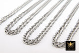 Silver Stainless Steel Chain, 304 Square 4 x 4 mm Curb Chains CH #269, 4 mm Box Square Unfinished Necklace Chains
