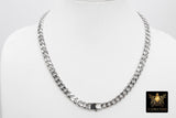 Gold Large Clasp Curb Chain Necklace, Silver Stainless Steel Cuban Diamond Cut Miami Flat Link Necklace, Women and Men Necklaces - A Girls Gems
