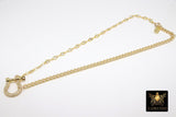 Gold CZ Curb Chain Necklace, Shackle CZ Dainty Choker, Stainless Steel Jewelry - A Girls Gems