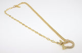 Gold CZ Curb Chain Necklace, Shackle CZ Dainty Choker, Stainless Steel Jewelry - A Girls Gems