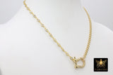 Gold CZ Curb Chain Necklace, Shackle CZ Dainty Choker, Stainless Steel Jewelry - A Girls Gems