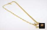 Gold CZ Curb Chain Necklace, Shackle CZ Dainty Choker, Stainless Steel Jewelry - A Girls Gems