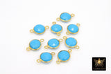 Gold Round Blue Turquoise Gemstone Connectors, 925 Sterling Silver Linking Bezels #2842 - A Girls Gems