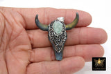Natural Jade Bone Cow Skull Pendant CW4, Boho Longhorn Cattle