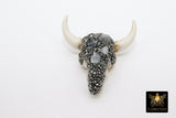 Natural Amethyst CZ Micro Pave Bone Cow Skull Pendant, Boho Longhorn Cattle - A Girls Gems