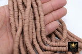 2 Strands 8 mm Clay Flat Beads, Dark Tan Heishi beads in Polymer Clay Disc CB #117, Tan Rondelle Multi Color, 17.75 inch Strands - A Girls Gems