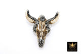 Beige Bone Cow Skull Pendant, Boho Brown and Black Stone Longhorn CW3, Resin Bone Skull - A Girls Gems