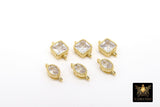 Gold CZ Square Connectors, Small Oval 2 Loop Links in Rectangles - A Girls Gems