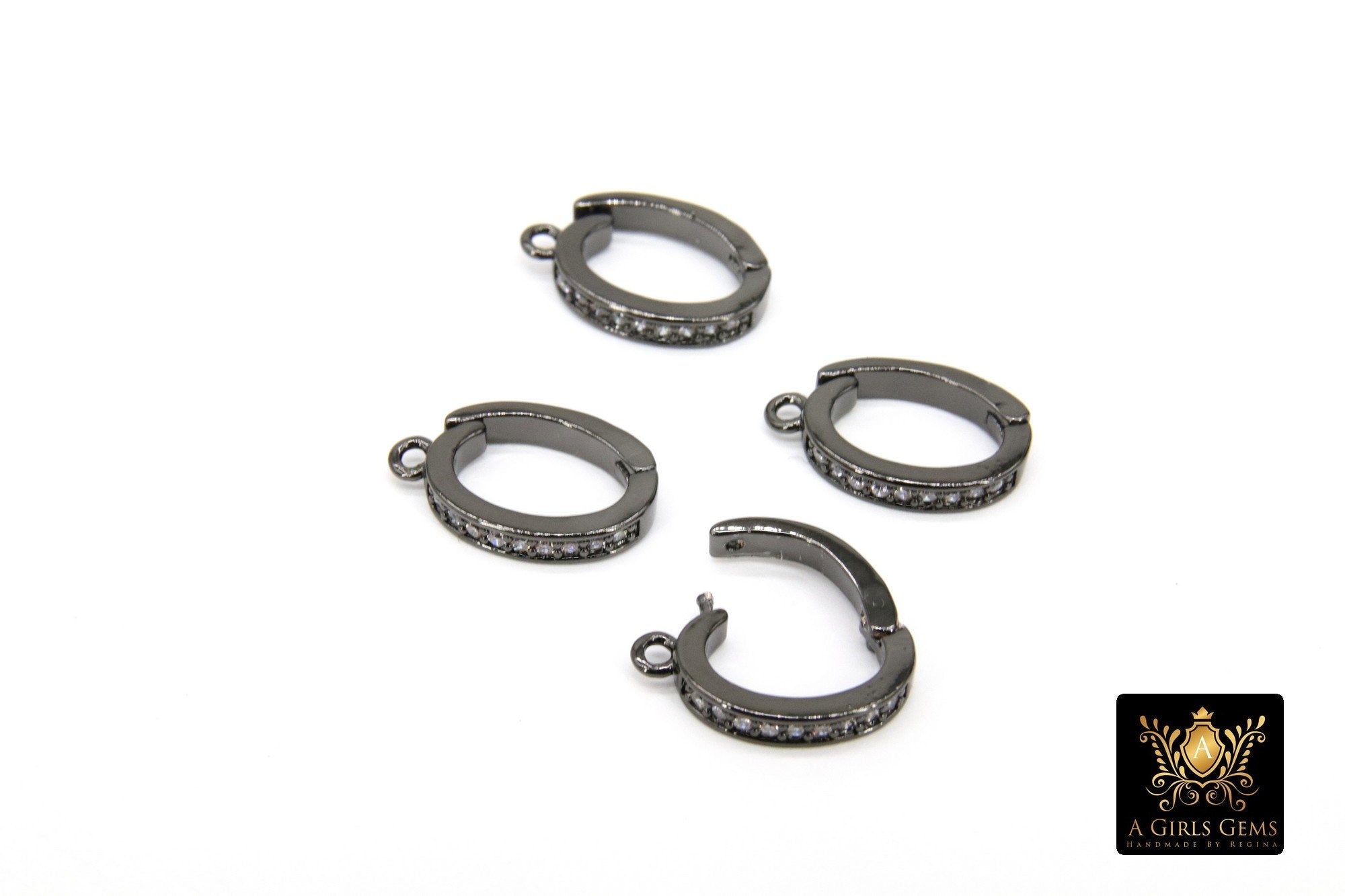 Bails Black Enhancer Bails for Pendants, CZ Pave Removable 1 Loop Pearl Enhancers #170, Necklace Jewelry Findings