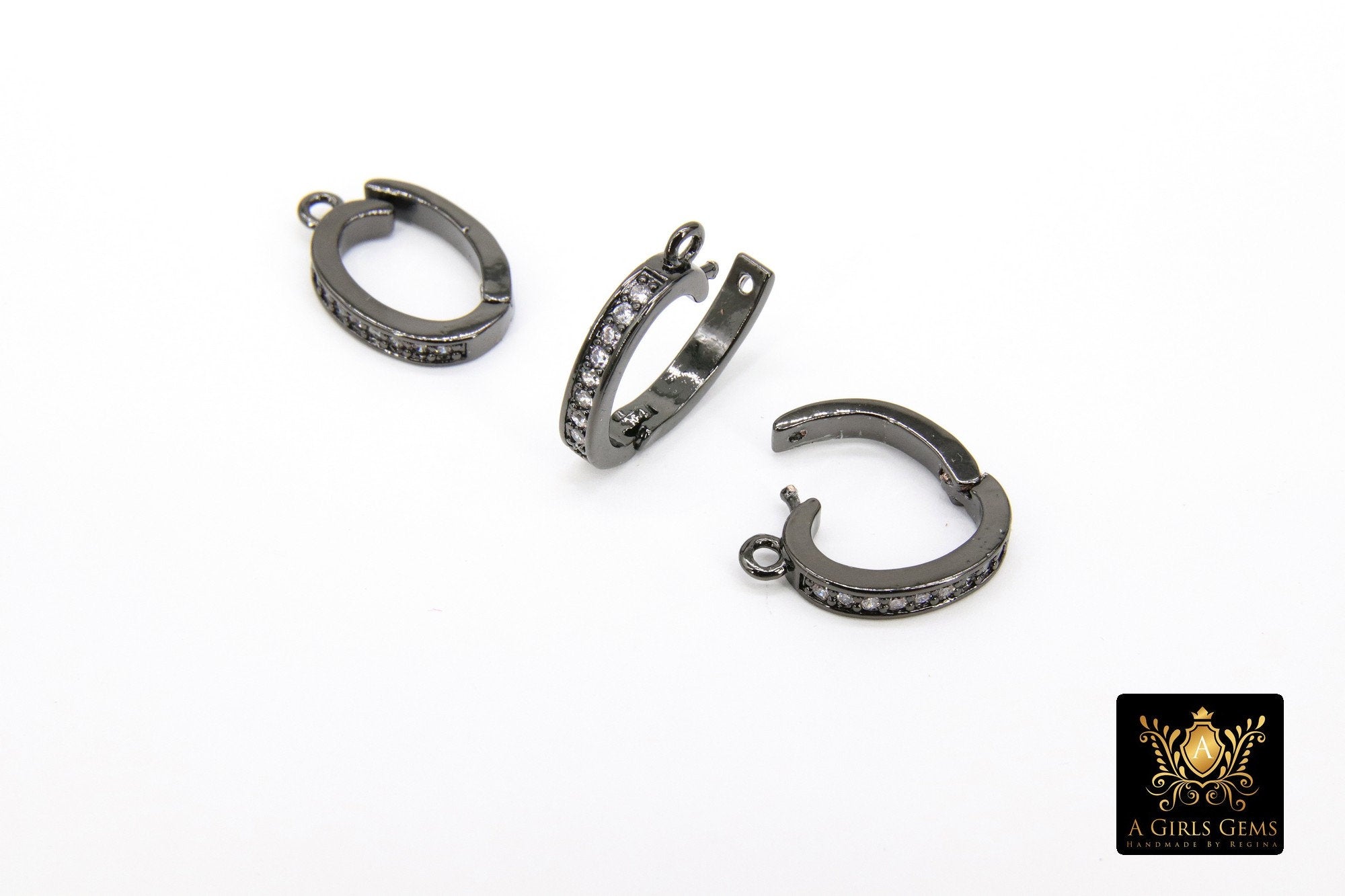 Bails Black Enhancer Bails for Pendants, CZ Pave Removable 1 Loop Pearl Enhancers #170, Necklace Jewelry Findings