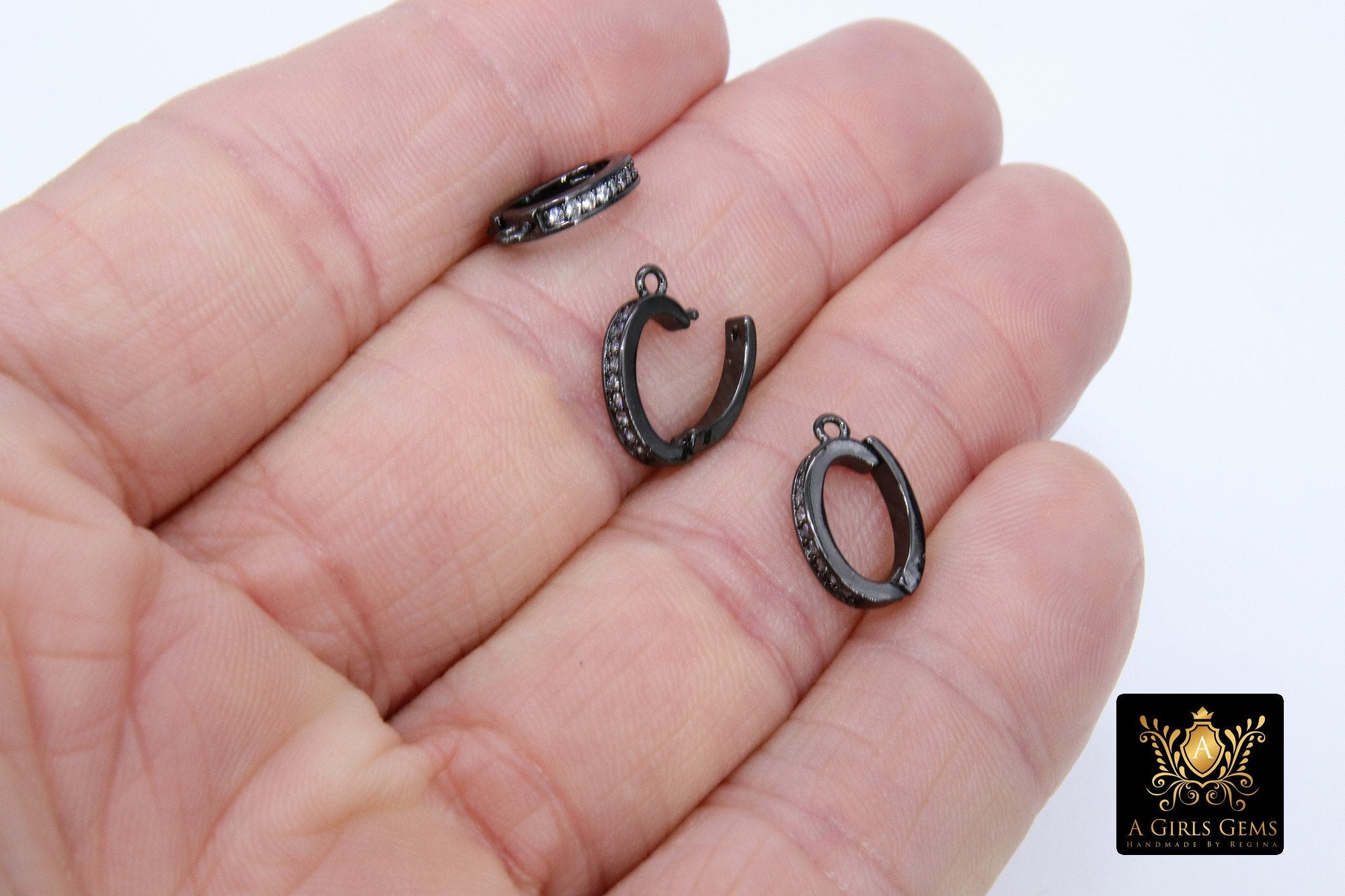 Bails Black Enhancer Bails for Pendants, CZ Pave Removable 1 Loop Pearl Enhancers #170, Necklace Jewelry Findings