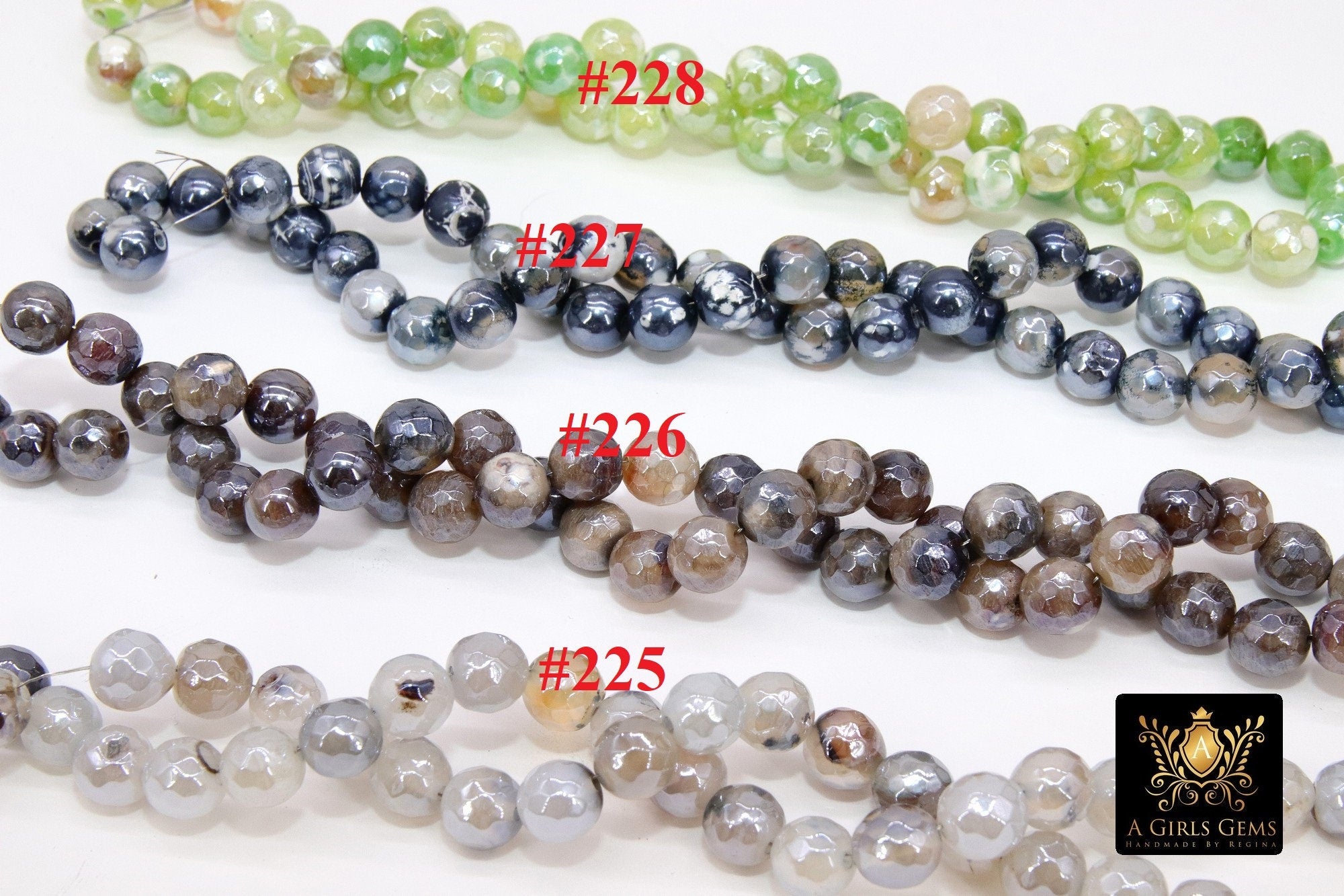 Natural Faceted Agate Beads, Electroplated Agate BS #225 - A Girls Gems