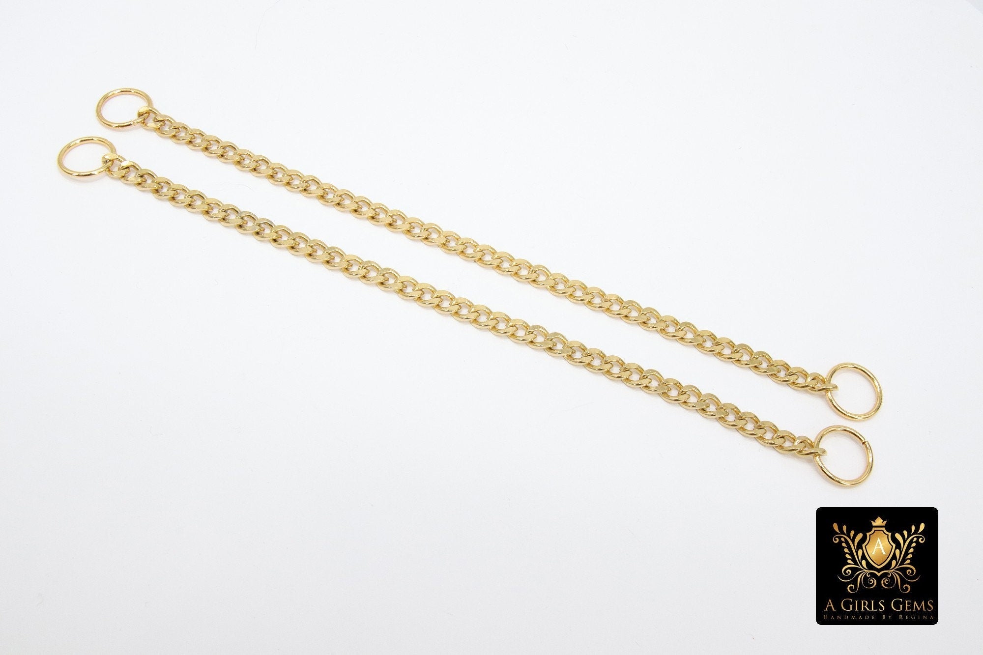 Gold Steel Curb Chain Shoe Jewelry; Gold Strap Chains for High Heel Shoes; 7 Inch Chains; Custom Order - A Girls Gems