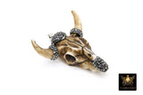 Beige Bone Cow Skull Pendant, Boho Brown and Black Stone Longhorn CW21 - A Girls Gems
