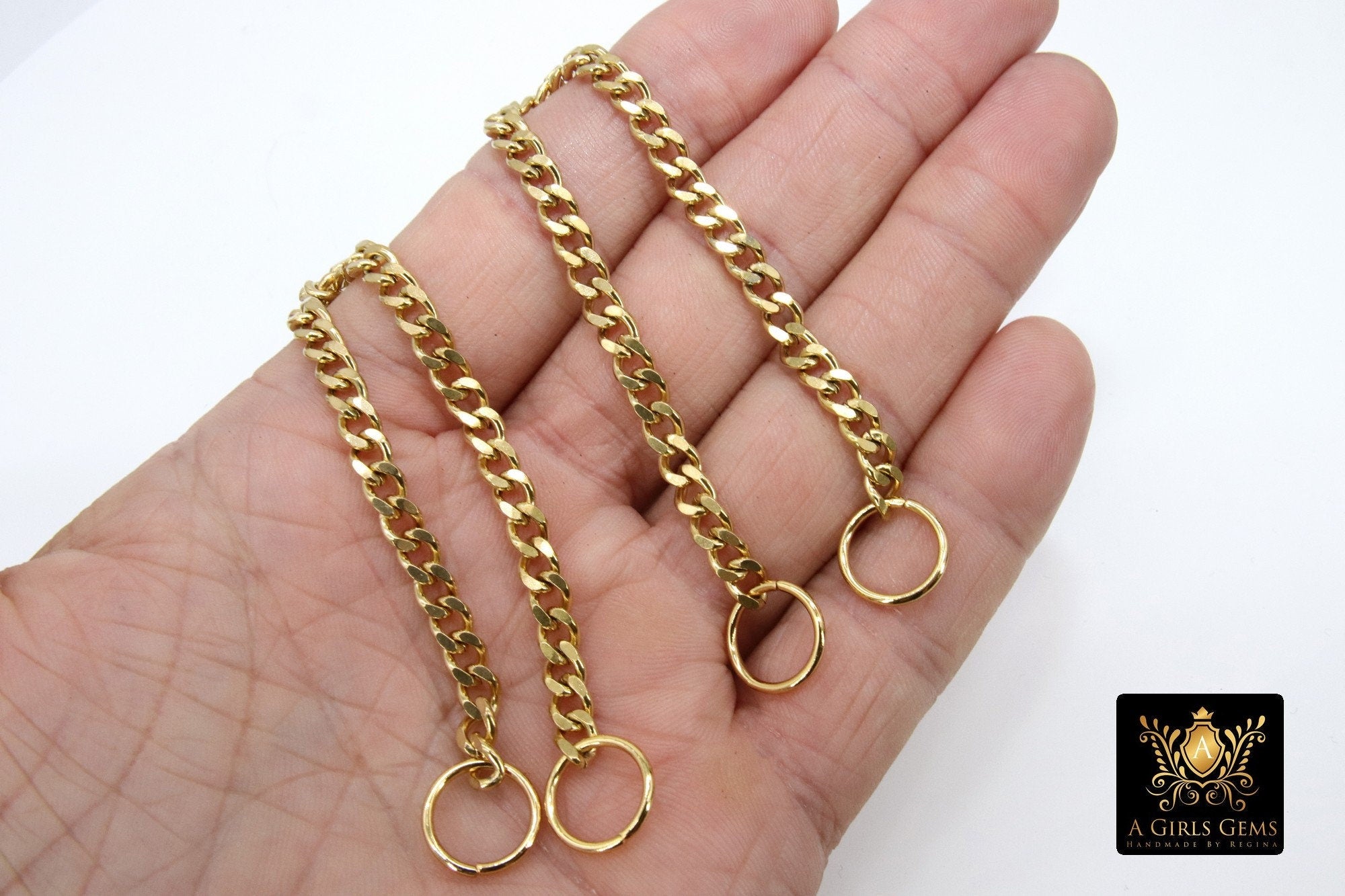 Gold Steel Curb Chain Shoe Jewelry; Gold Strap Chains for High Heel Shoes; 7 Inch Chains; Custom Order - A Girls Gems
