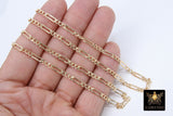 14 K Gold Filled Figaro Chains, 11 x 3.6 mm 14 20 Unfinished Paperclip By The Foot, Long and Short Rolo Link Chains