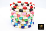 Gold Heishi Beaded Bracelet, White Gold Drum Stretchy Bracelet #795