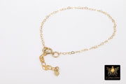 14 K Gold Filled Heart Bracelet, Dainty Gold Adjustable Anklet, Heart Shaped Link Cable Chain