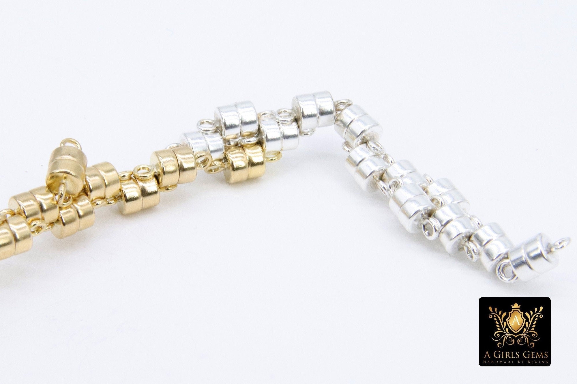 14 K Gold Filled Magnetic Clasps, Super Strong 925 Sterling Silver Bracelet Clips #2336, 4.5 mm High Quality Arthritis Jewelry Findings