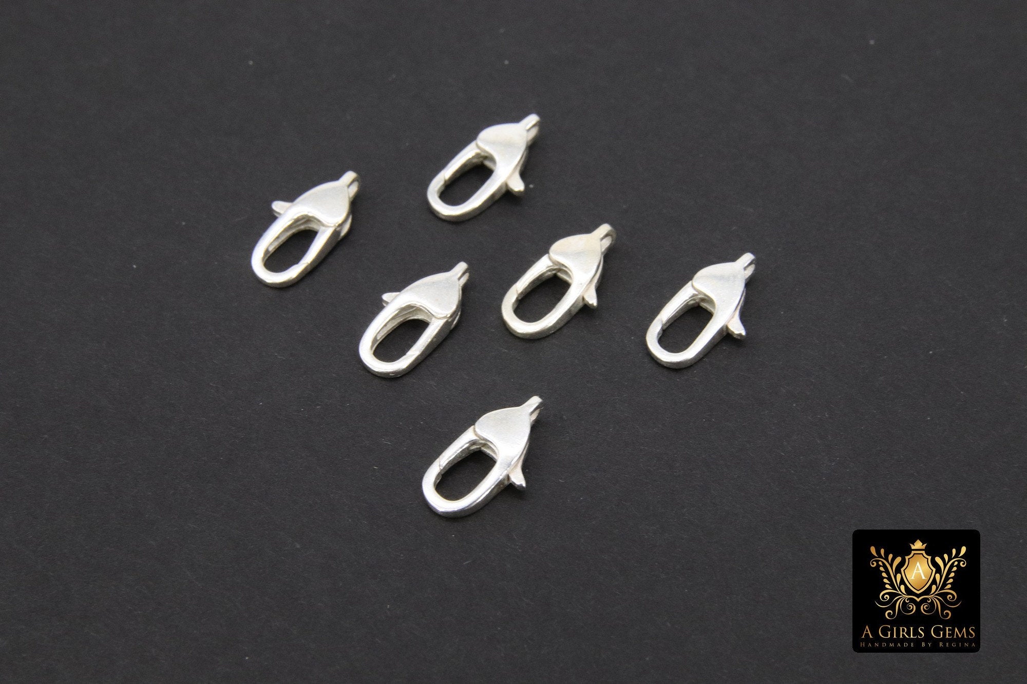925 Sterling Silver Lobster Clasps, Silver Oval Long Clasps #2814, Stamped 6 x 12 mm