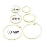 14 K Gold Hoop Earrings, 925 Sterling Silver, Small or Large Round Hoops #196
