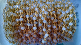 White Opal Chain, 4 mm Silver Wire Wrapped CH #438, Beaded Chain Opalite