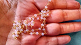 White Opal Beaded Silver Chain, Black or Gold Wire Wrapped CH# 316, 4 mm Opalite Clear Chain
