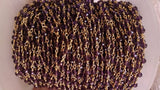 22k Gold Plated Amethyst Chain, 4 mm Purple Crystal Beaded Chains CH #305, LSU Jewelry Bulk